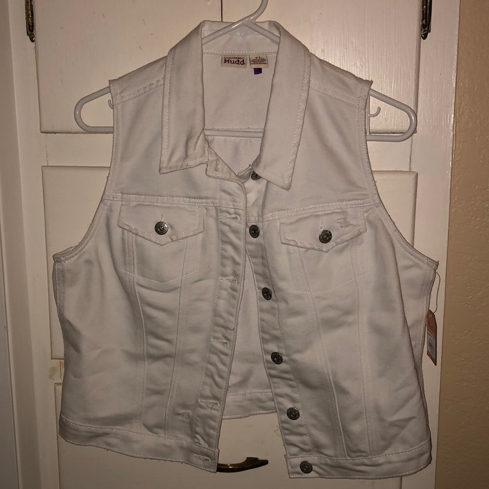 White denim vest (brand new with tags)